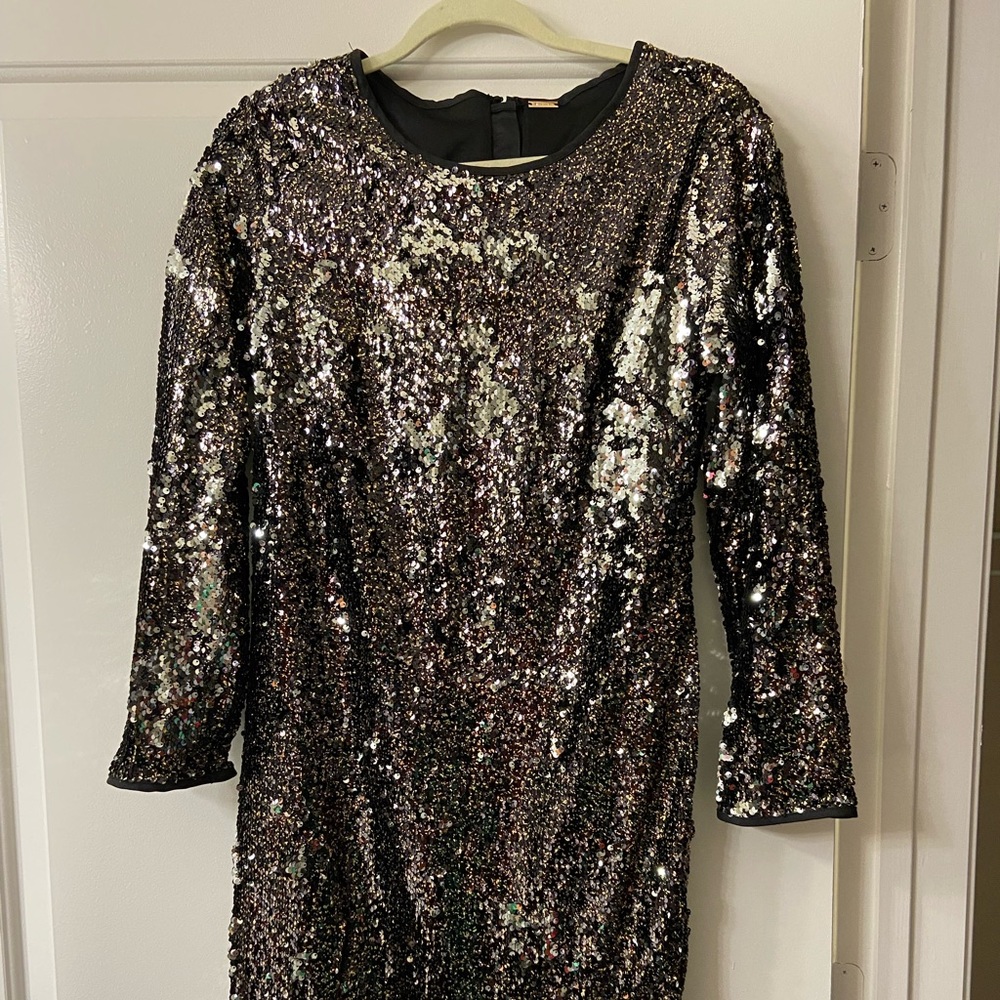 Tahari Long Sleeved Sequin Dress